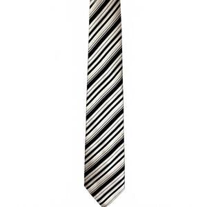 Ted Baker Knotted Collection Silk Tie Black Silver Diagonal Stripe 100% Silk